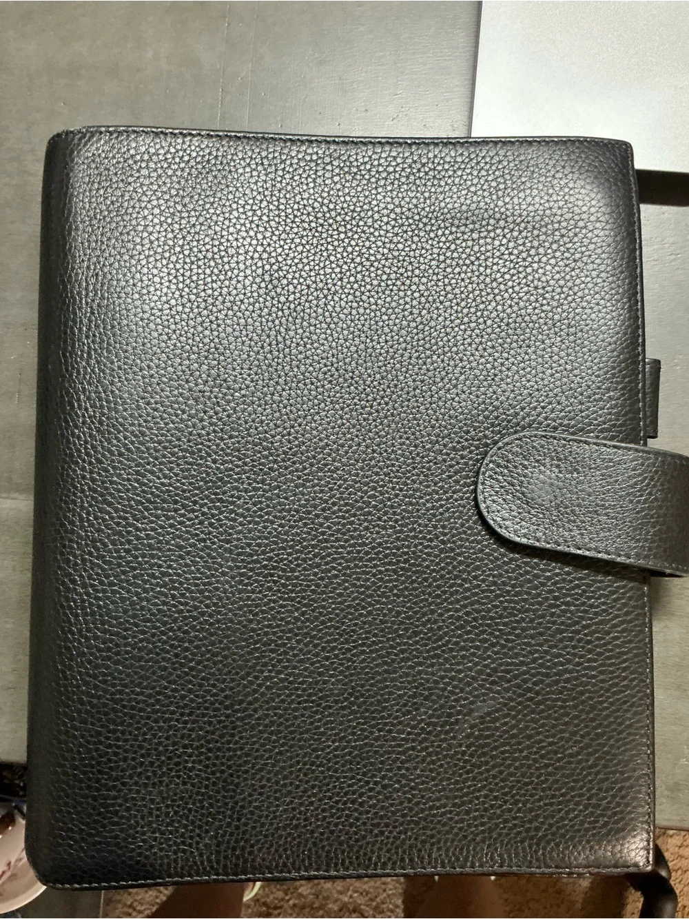 Professional Black Leather Planner Folio with Snap Closure
